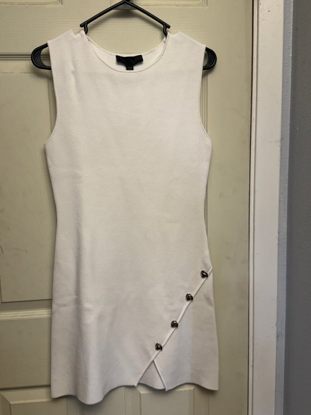 ZARA White Sleeveless Mini Dress Asymmetrical Buttons NWT Size S